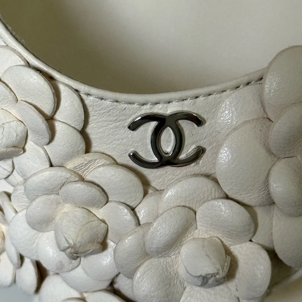 CHANEL Camellia Ankle Strap Interlocking CC Logo Lambskin Leather Heels 38.5